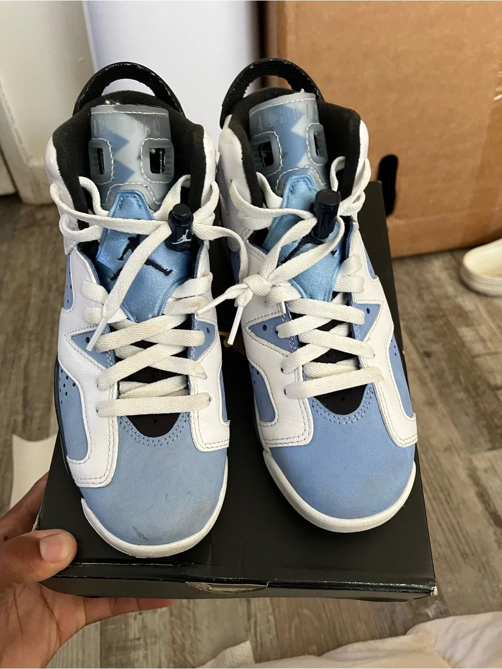 Jordan 6 nlue and white